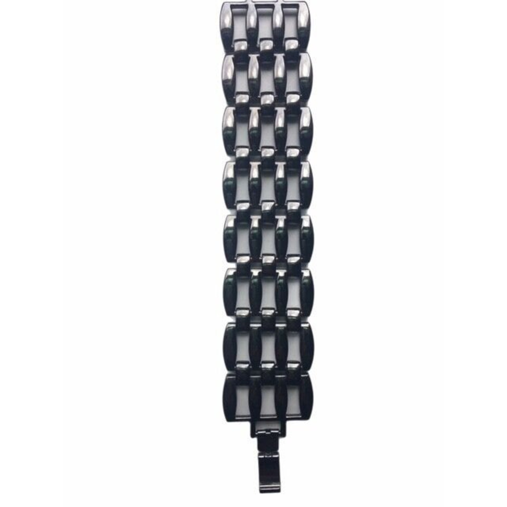 Lia Sophia Black Hermatite Geometric Statement Bracelet EUC Edgy Rocker